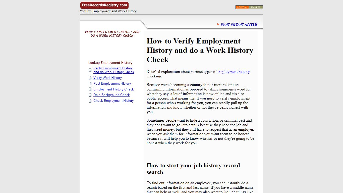 Verify employment history and do work history check